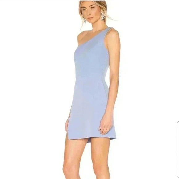 NBD Revolve Aldon One Shoulder Asymmetrical Mini Dress In Periwinkle Blue Small - Picture 2 of 11